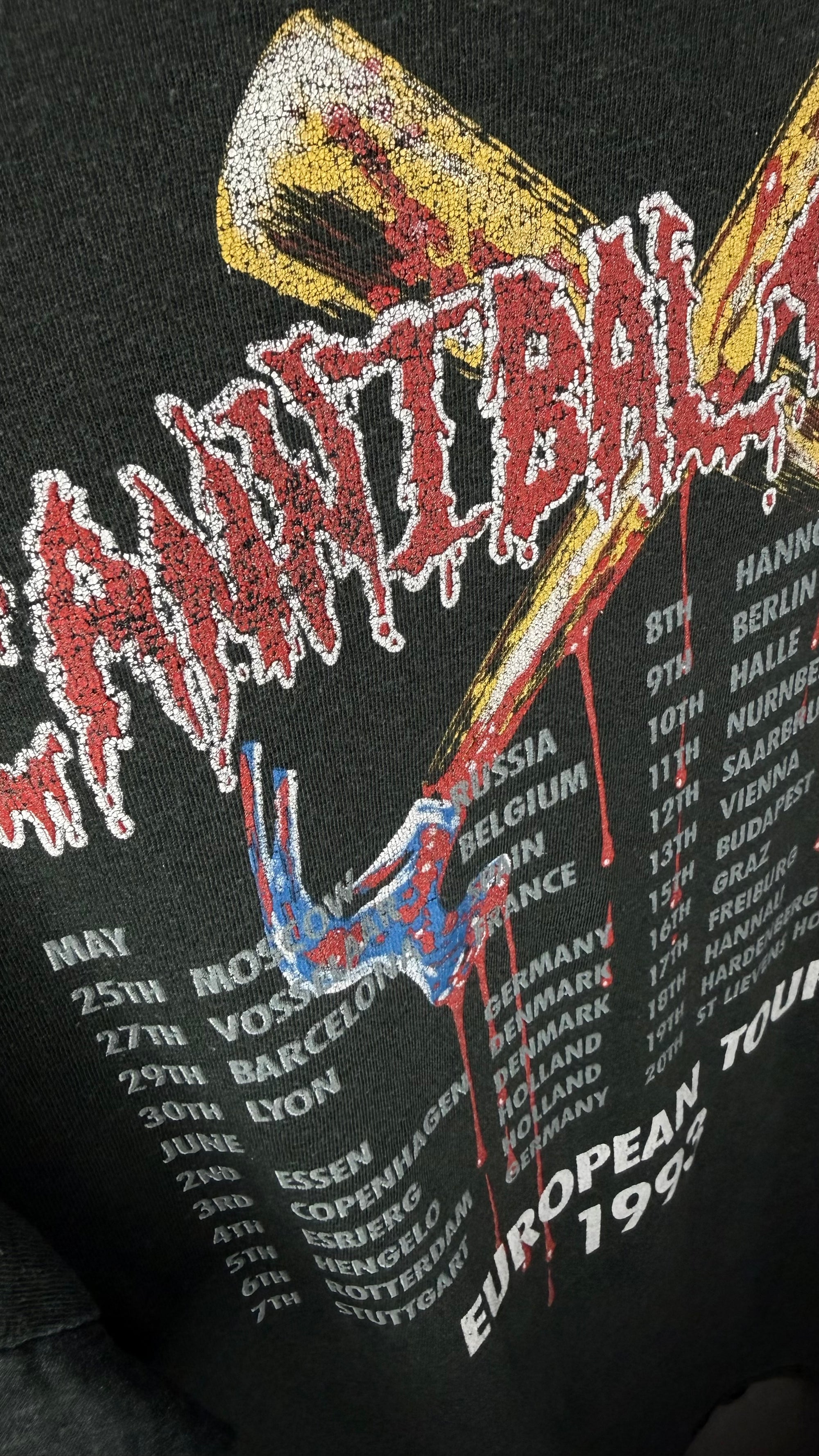 CANNIBAL CORPSE HAMMER SMASHED FACE FADED EURO TOUR TEE