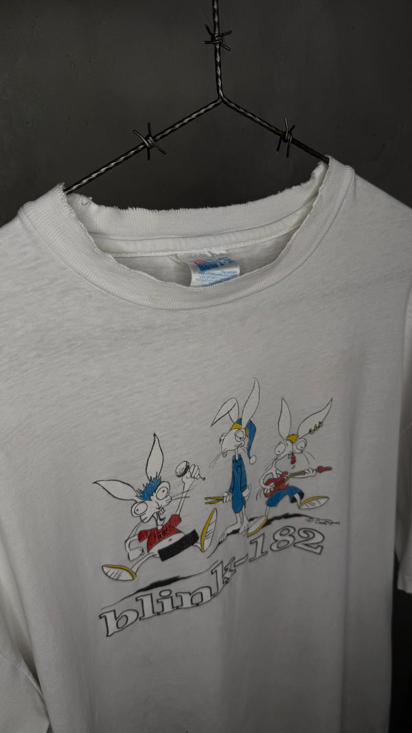BLINK 182 VERY RARE BUNNY CARICATURE TEE | ROADIE BUNNY BACKHIT | CHESHIRE CAT ERA