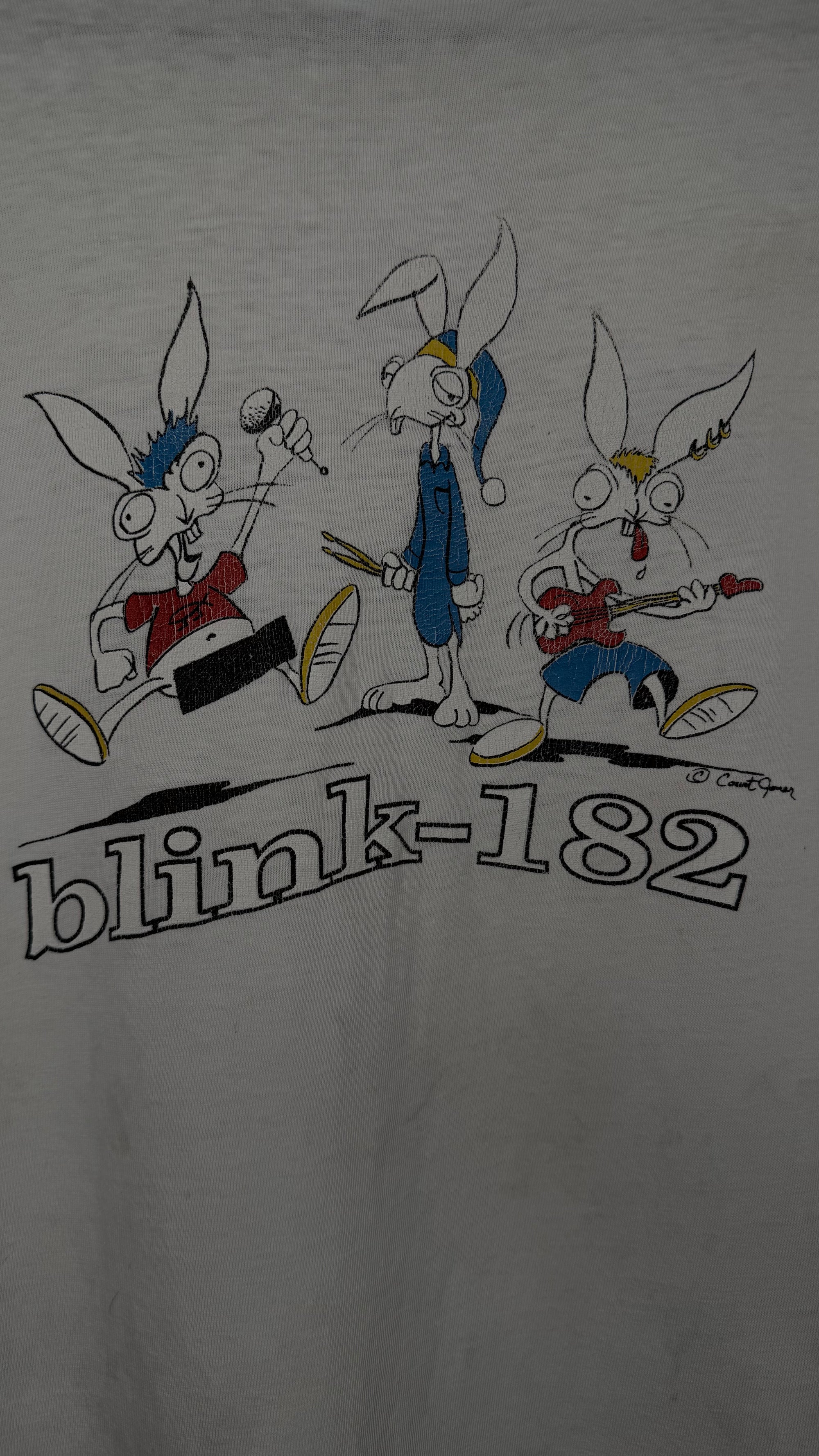 BLINK 182 VERY RARE BUNNY CARICATURE TEE | ROADIE BUNNY BACKHIT | CHESHIRE CAT ERA