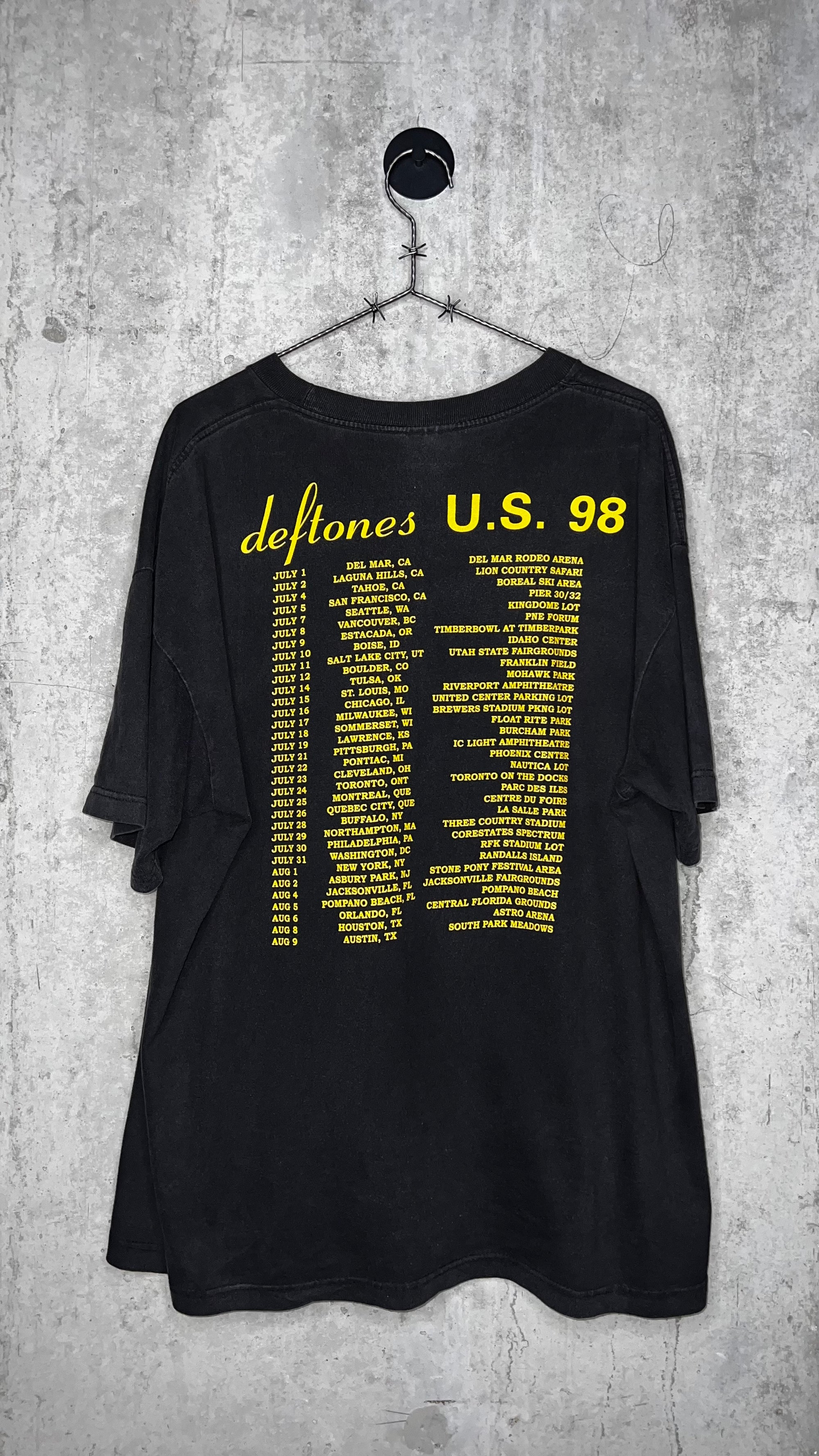 DEFTONES ADRENALINE KITTY US TOUR 98’ TEE | TOUR DATE LIST BACK HIT