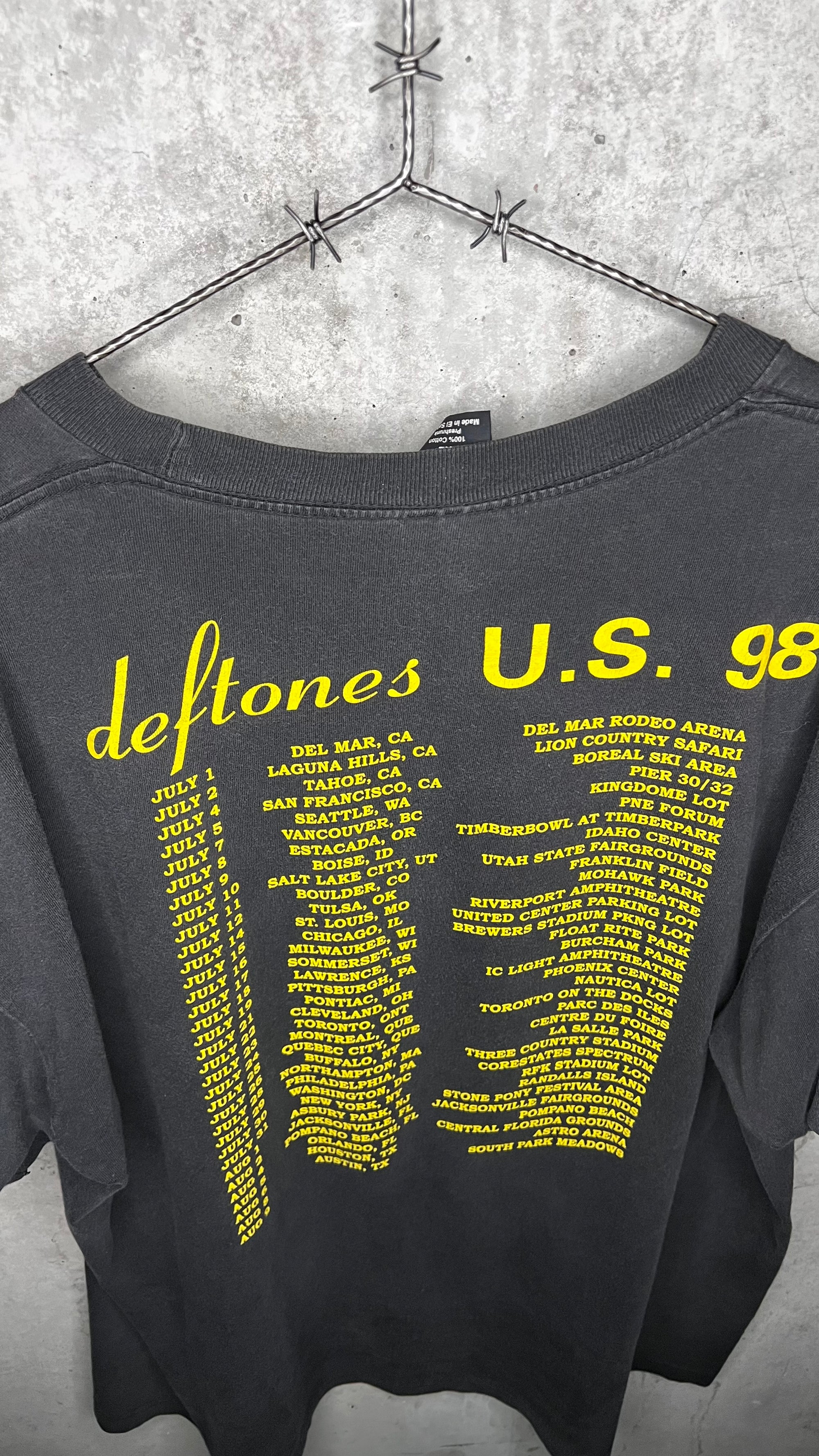 DEFTONES ADRENALINE KITTY US TOUR 98’ TEE | TOUR DATE LIST BACK HIT
