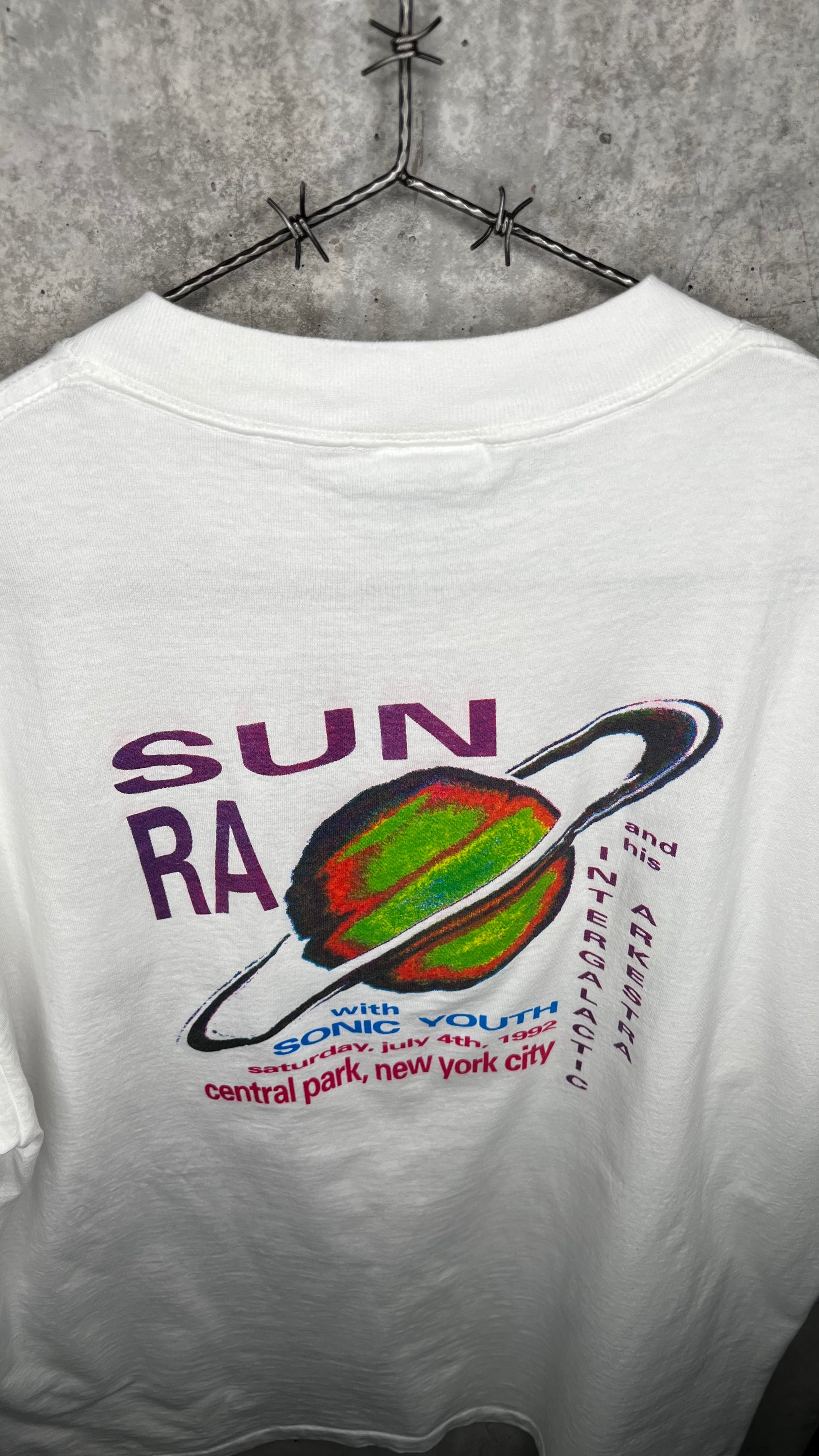 SONIC YOUTH BOMB POP ONE-DAY-ONLY JULY 4TH NYC CENTRAL PARK 92’ TEE | SUN RA BACK HIT