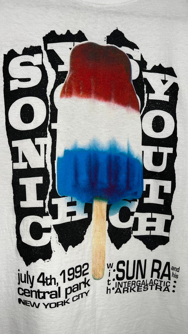 SONIC YOUTH BOMB POP ONE-DAY-ONLY JULY 4TH NYC CENTRAL PARK 92’ TEE | SUN RA BACK HIT