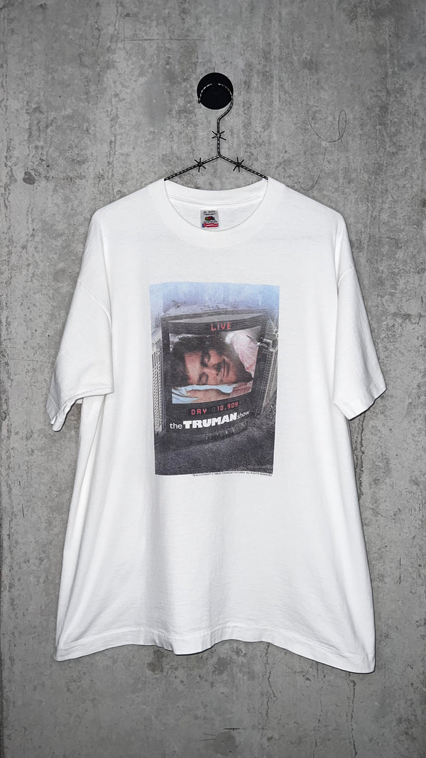 THE TRUMAN SHOW RARE POSTER PRINT MOVIE TEE | JIM CARREY | ‘ON THE AIR, UNAWARE’
