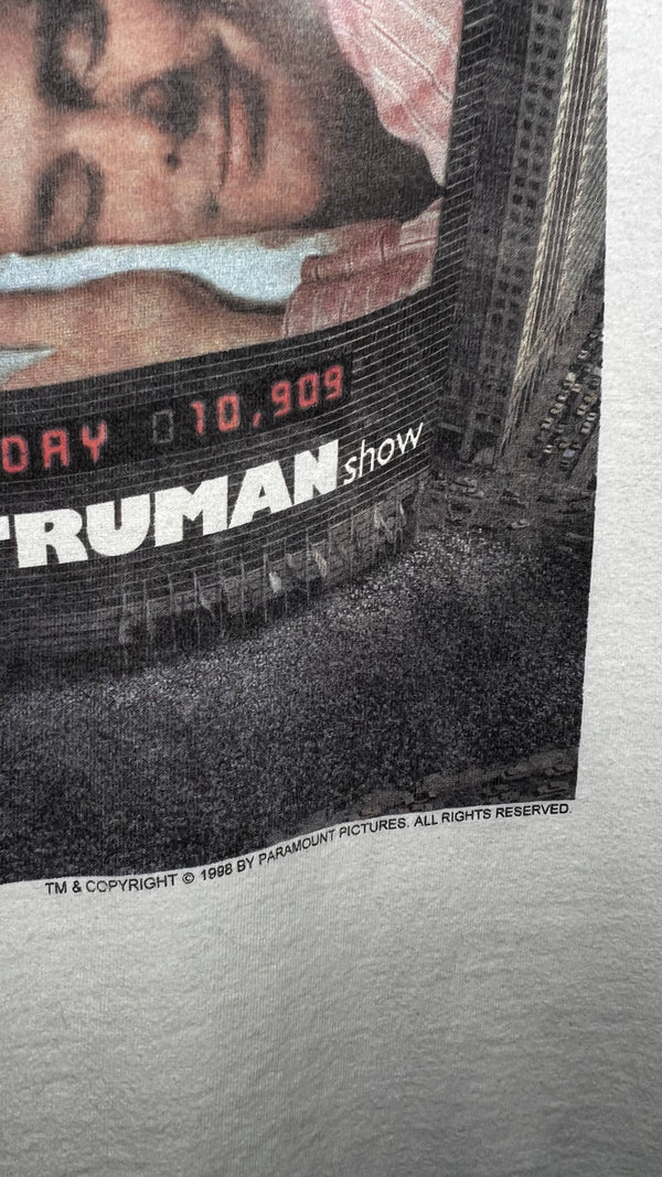 THE TRUMAN SHOW RARE POSTER PRINT MOVIE TEE | JIM CARREY | ‘ON THE AIR, UNAWARE’