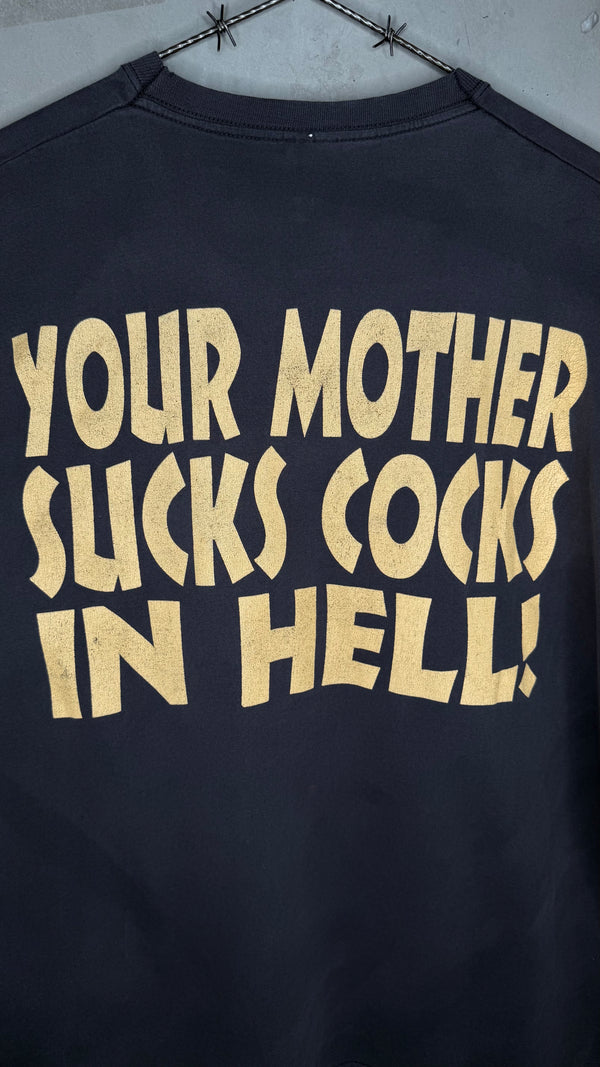 THE EXORCIST BIG PRINT HORROR MOVIE TEE | ‘YOUR MOTHER SUCKS COCKS IN HELL’