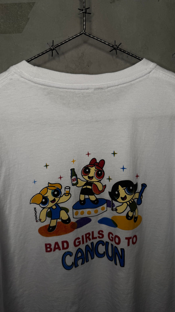 POWERPUFF GIRLS BOOTLEG TEE | ‘GOOD GIRLS GO TO HEAVEN… BAD GIRLS GO TO CANCUN’