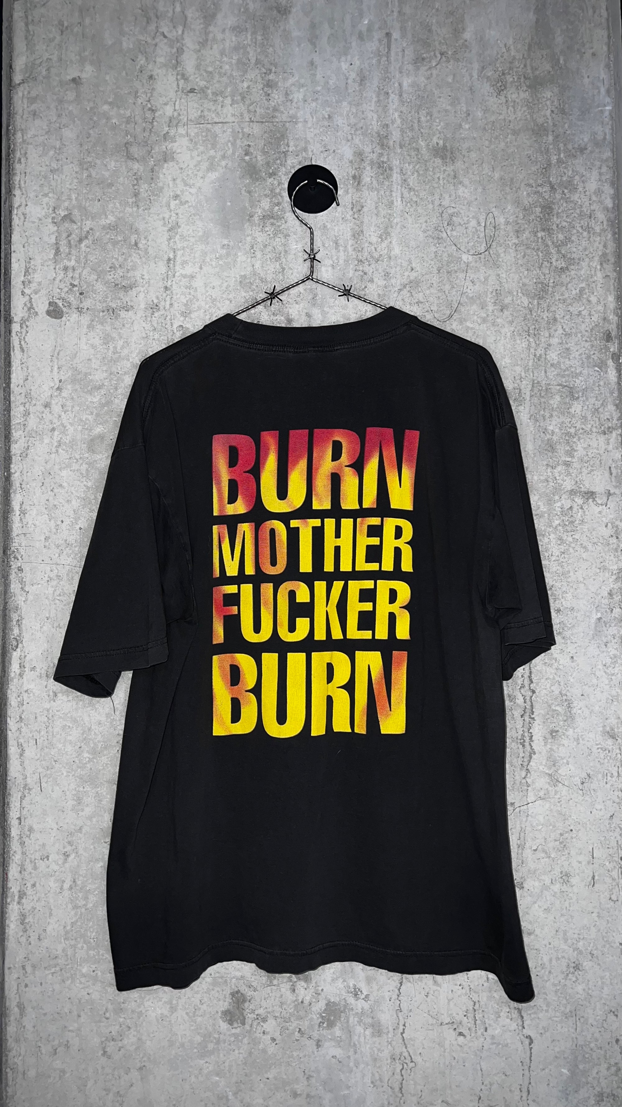 BLOODHOUND GANG RARE FIRE WATER BURN SINGLE ART TEE | FLAMING NUN | BURN MOTHERFUCKER BURN
