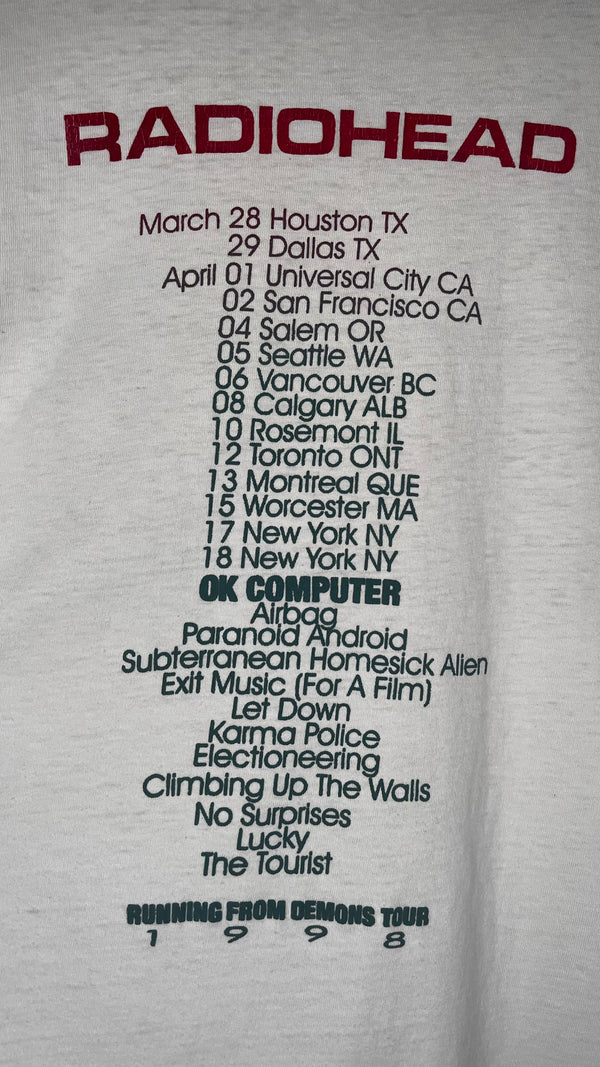 RADIOHEAD AGAINST DEMONS TOUR TEE| OK COMPUTER | RUNNING FROM DEMONS BACK HIT