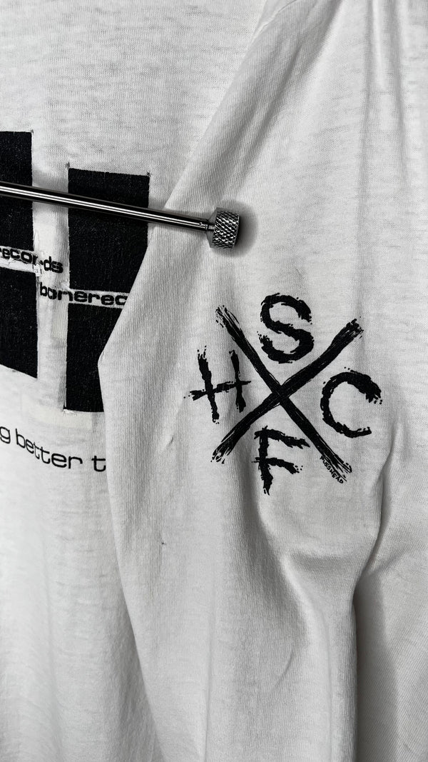 MELVINS FIEND CLUB FOUR-SIDED LONG SLEEVE THRASHED TEE 90’ | BONE RECORDS BLACK FLAG RIP BACK HIT | PUSHEAD ARTWORK