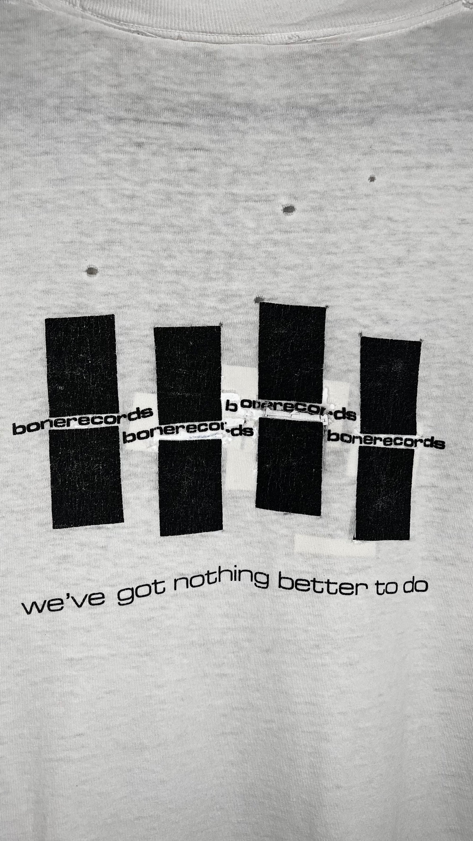 MELVINS FIEND CLUB FOUR-SIDED LONG SLEEVE THRASHED TEE 90’ | BONE RECORDS BLACK FLAG RIP BACK HIT | PUSHEAD ARTWORK