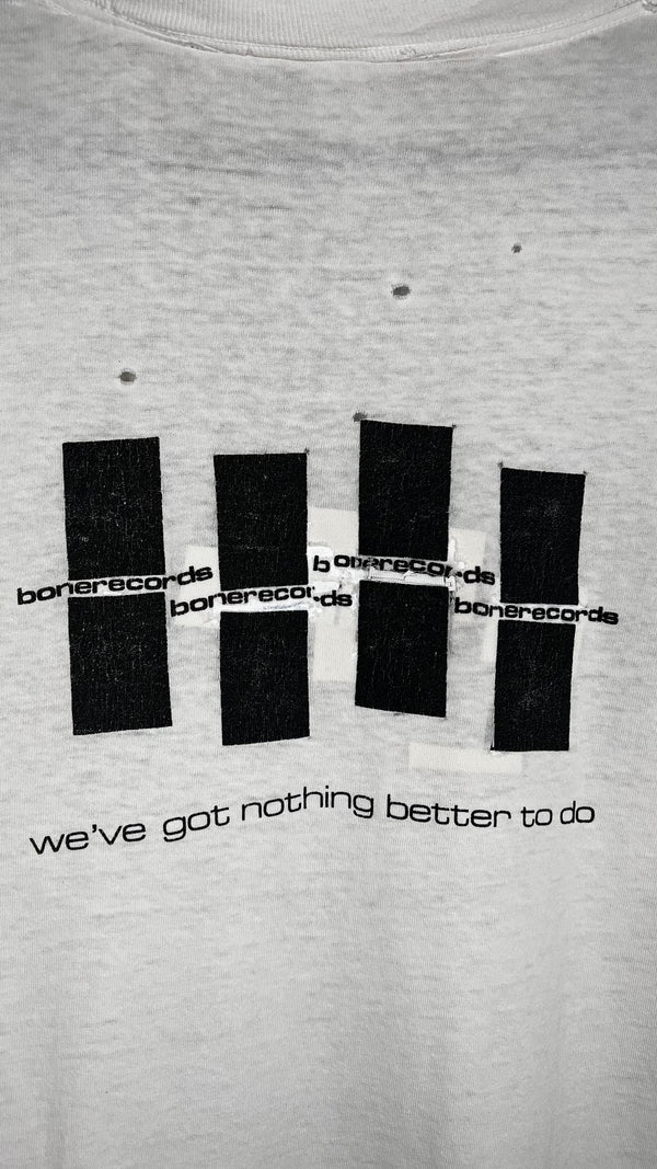 MELVINS FIEND CLUB FOUR-SIDED LONG SLEEVE THRASHED TEE 90’ | BONE RECORDS BLACK FLAG RIP BACK HIT | PUSHEAD ARTWORK