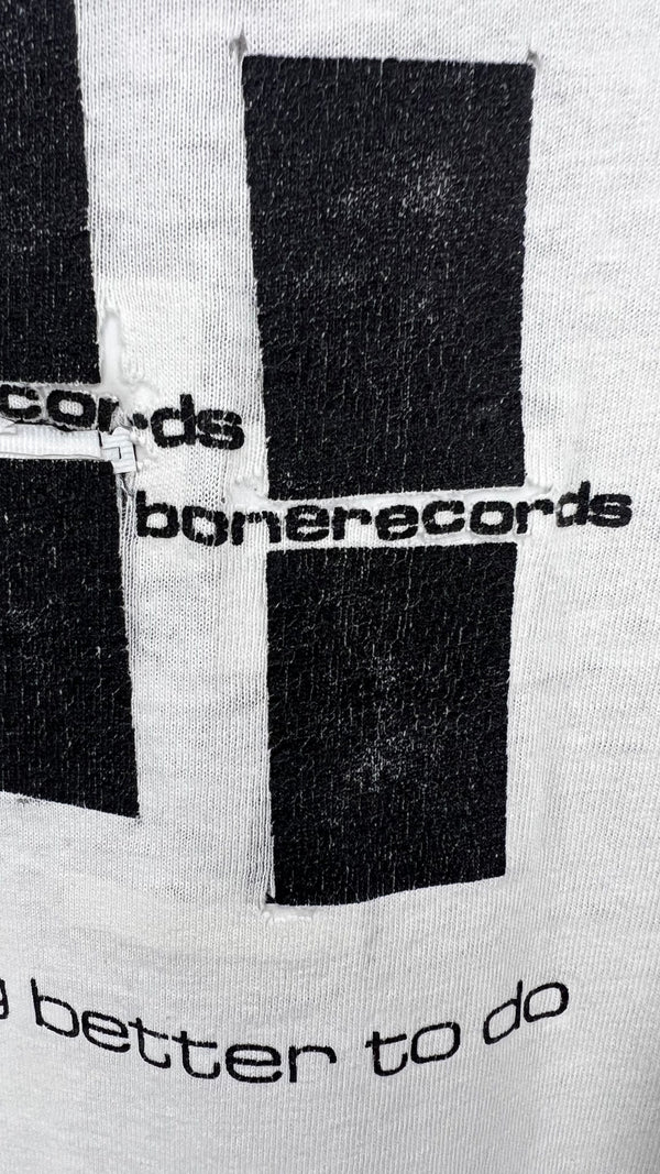 MELVINS FIEND CLUB FOUR-SIDED LONG SLEEVE THRASHED TEE 90’ | BONE RECORDS BLACK FLAG RIP BACK HIT | PUSHEAD ARTWORK