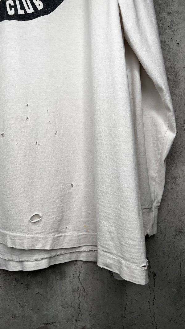 MELVINS FIEND CLUB FOUR-SIDED LONG SLEEVE THRASHED TEE 90’ | BONE RECORDS BLACK FLAG RIP BACK HIT | PUSHEAD ARTWORK