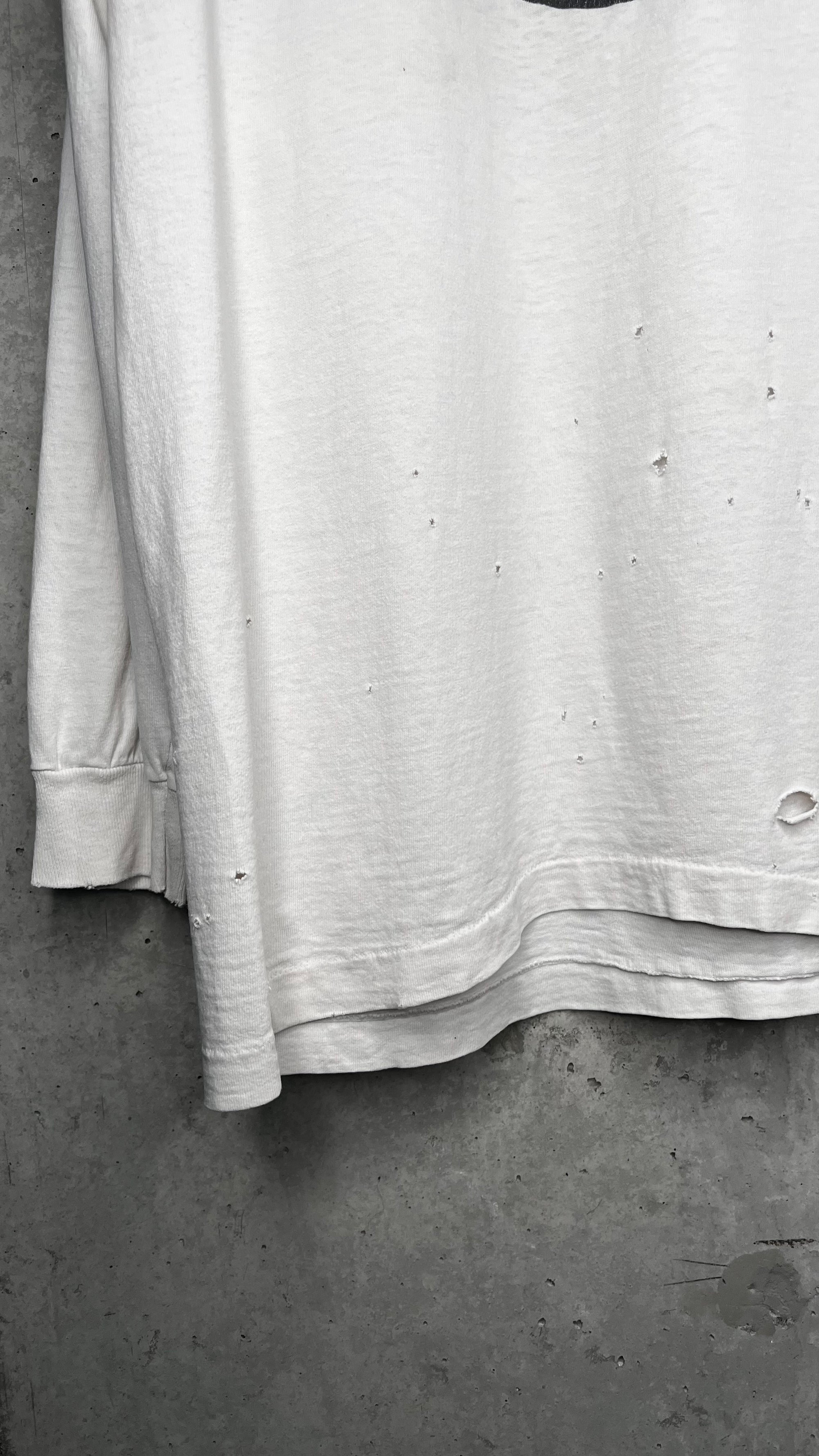 MELVINS FIEND CLUB FOUR-SIDED LONG SLEEVE THRASHED TEE 90’ | BONE RECORDS BLACK FLAG RIP BACK HIT | PUSHEAD ARTWORK