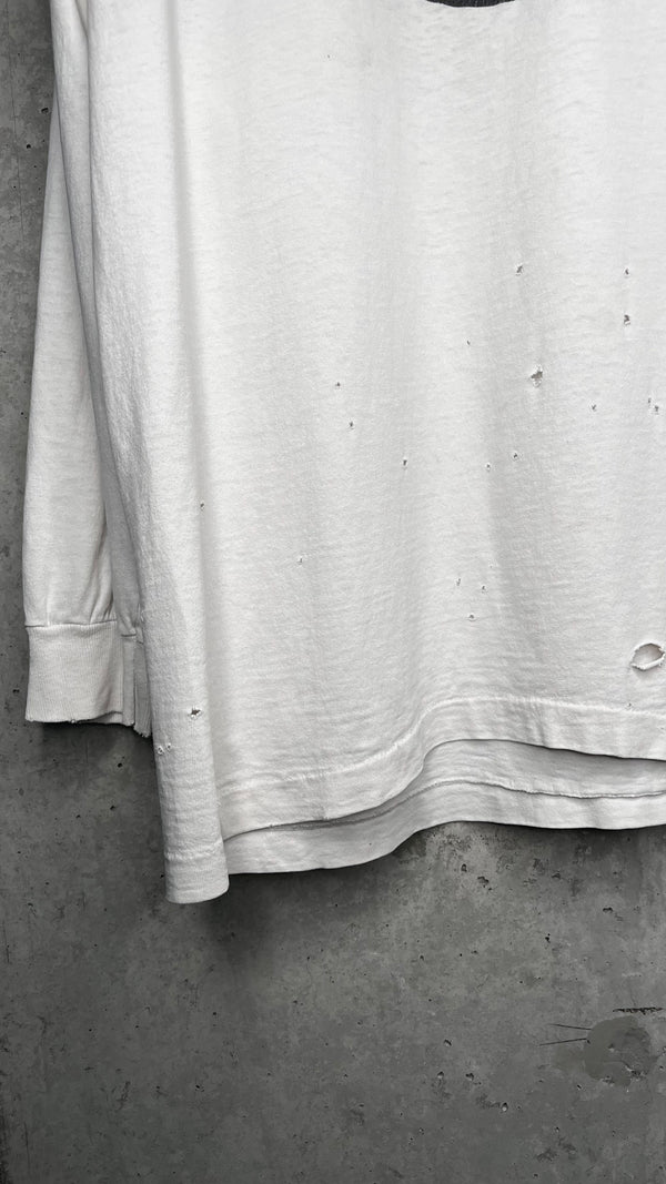 MELVINS FIEND CLUB FOUR-SIDED LONG SLEEVE THRASHED TEE 90’ | BONE RECORDS BLACK FLAG RIP BACK HIT | PUSHEAD ARTWORK