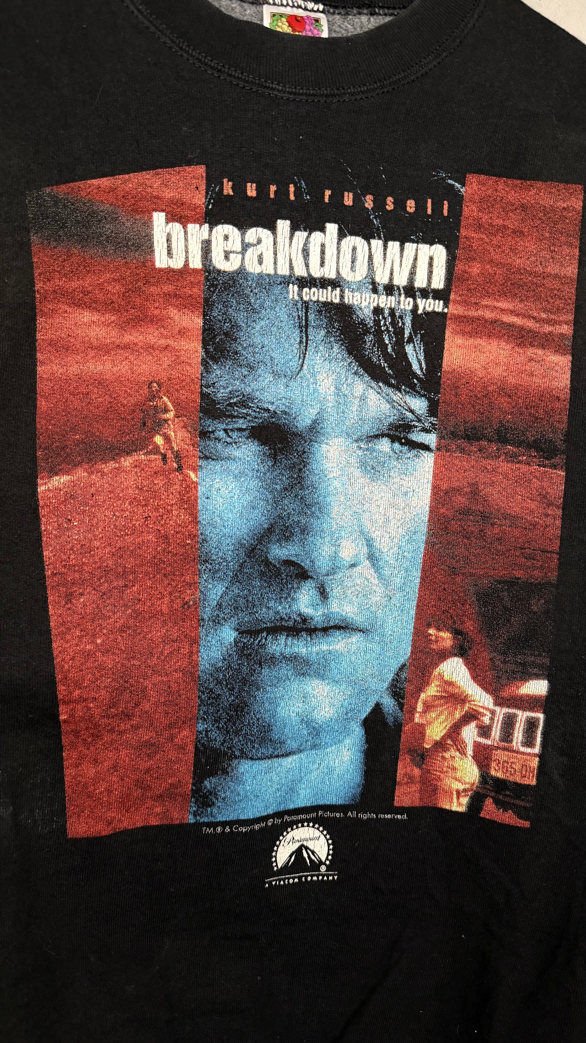 BREAKDOWN MOVIE PROMO POSTER PRINT CREWNECK | KURT RUSSELL & KATHLEEN QUINLAN