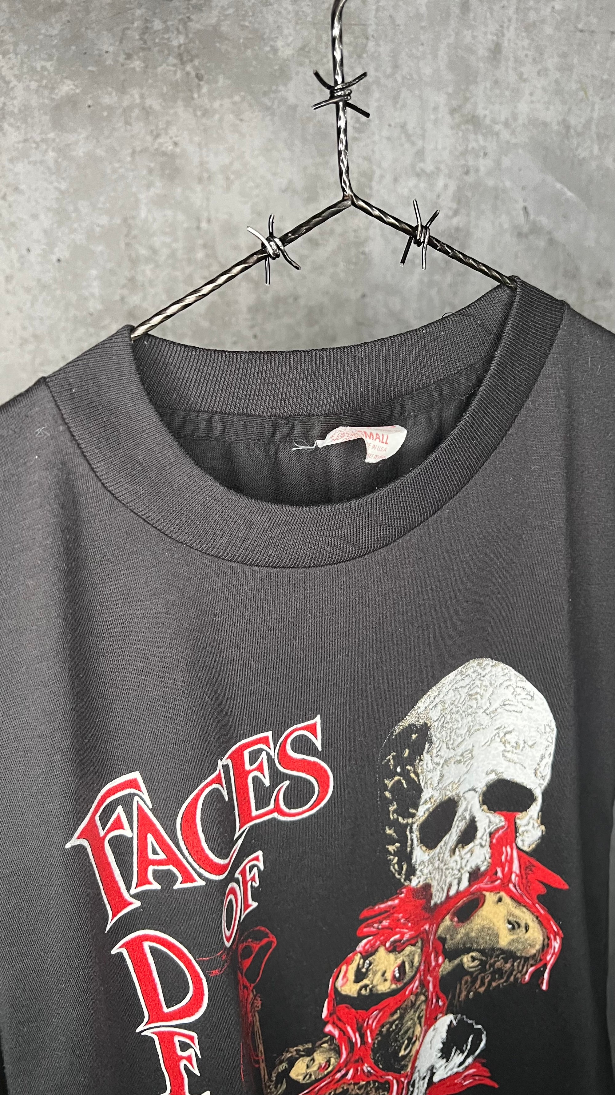 FACES OF DEATH RARE HORROR TEE | GRIM REAPER | BLOODY SKULL FOUNTAIN OF HUMAN HEADS