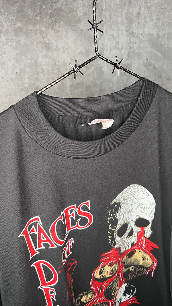 FACES OF DEATH RARE HORROR TEE | GRIM REAPER | BLOODY SKULL FOUNTAIN OF HUMAN HEADS