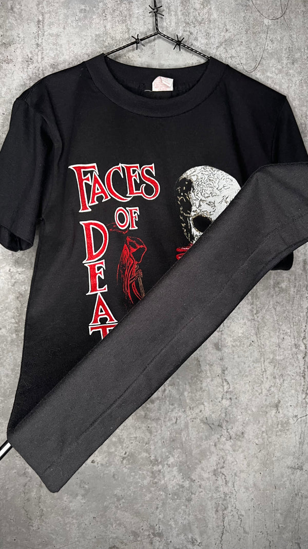 FACES OF DEATH RARE HORROR TEE | GRIM REAPER | BLOODY SKULL FOUNTAIN OF HUMAN HEADS