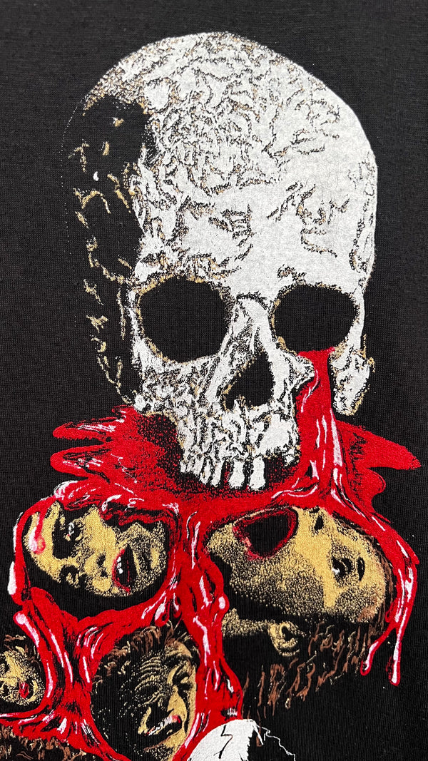 FACES OF DEATH RARE HORROR TEE | GRIM REAPER | BLOODY SKULL FOUNTAIN OF HUMAN HEADS