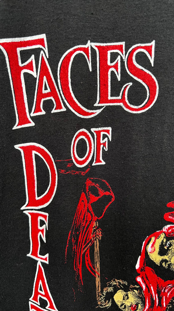 FACES OF DEATH RARE HORROR TEE | GRIM REAPER | BLOODY SKULL FOUNTAIN OF HUMAN HEADS