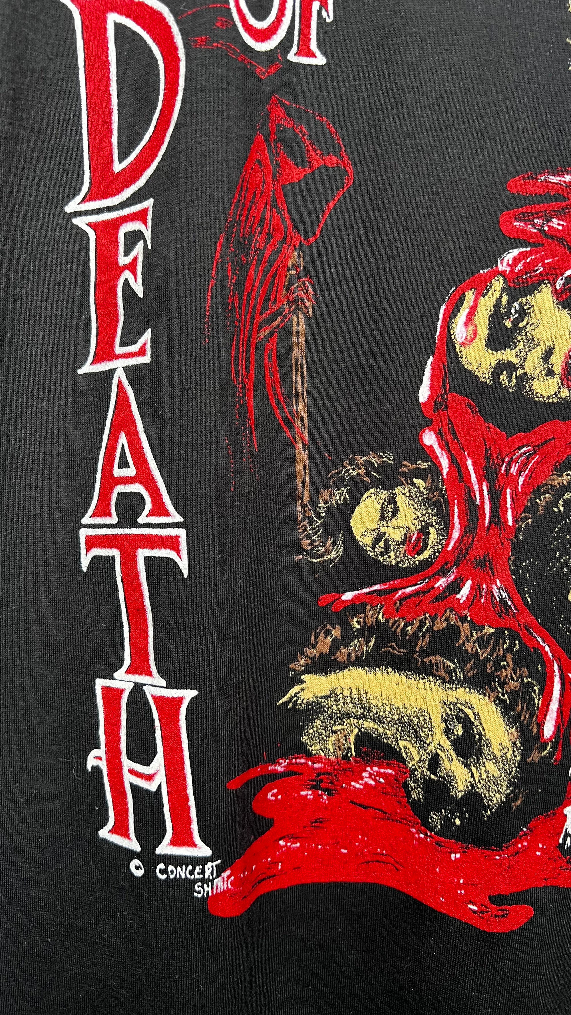 FACES OF DEATH RARE HORROR TEE | GRIM REAPER | BLOODY SKULL FOUNTAIN OF HUMAN HEADS