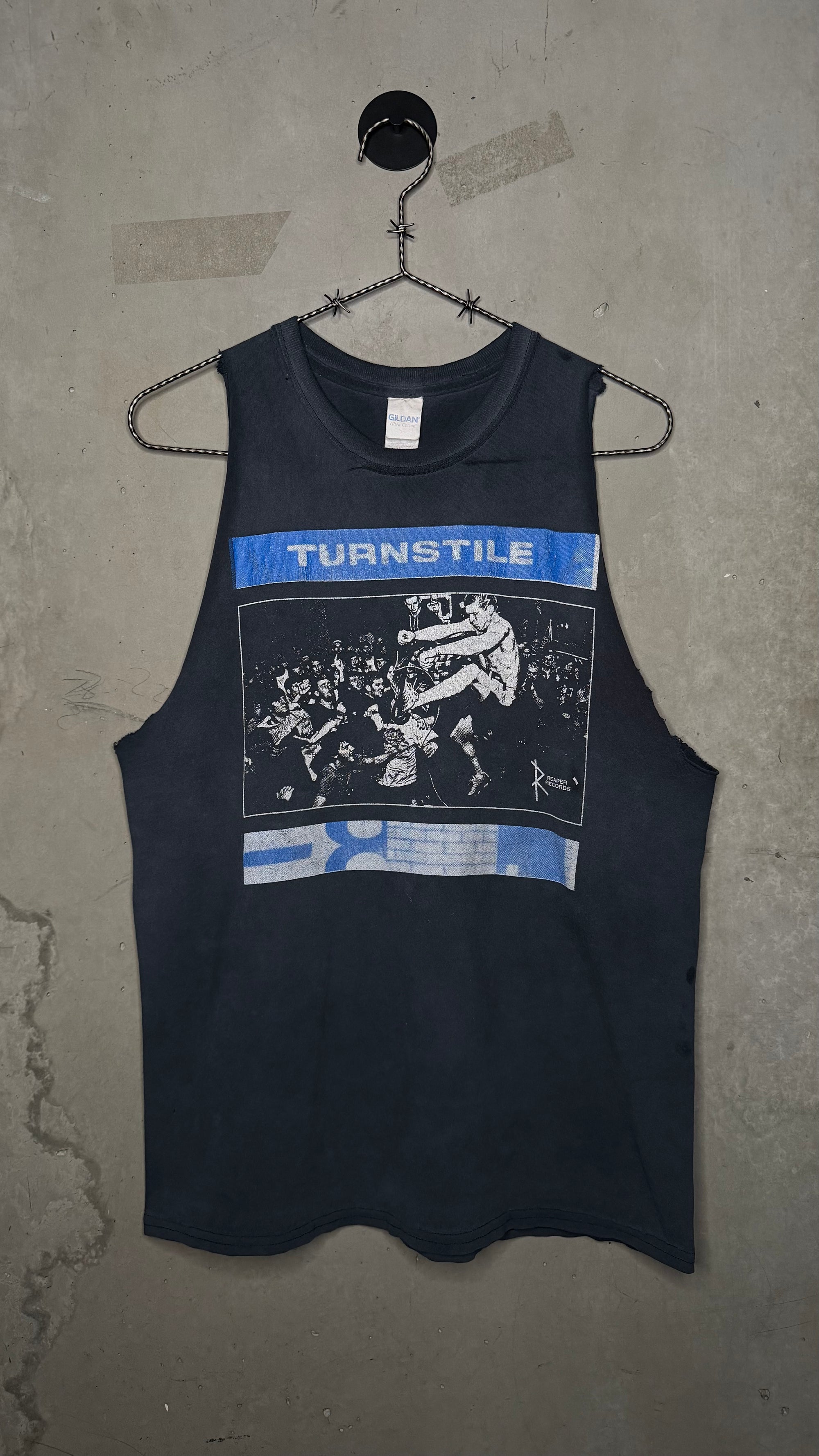 TURNSTILE ‘PRESSURE TO SUCCEED’ CUTOFF TEE | EARLY ERA REAPER RECORDS