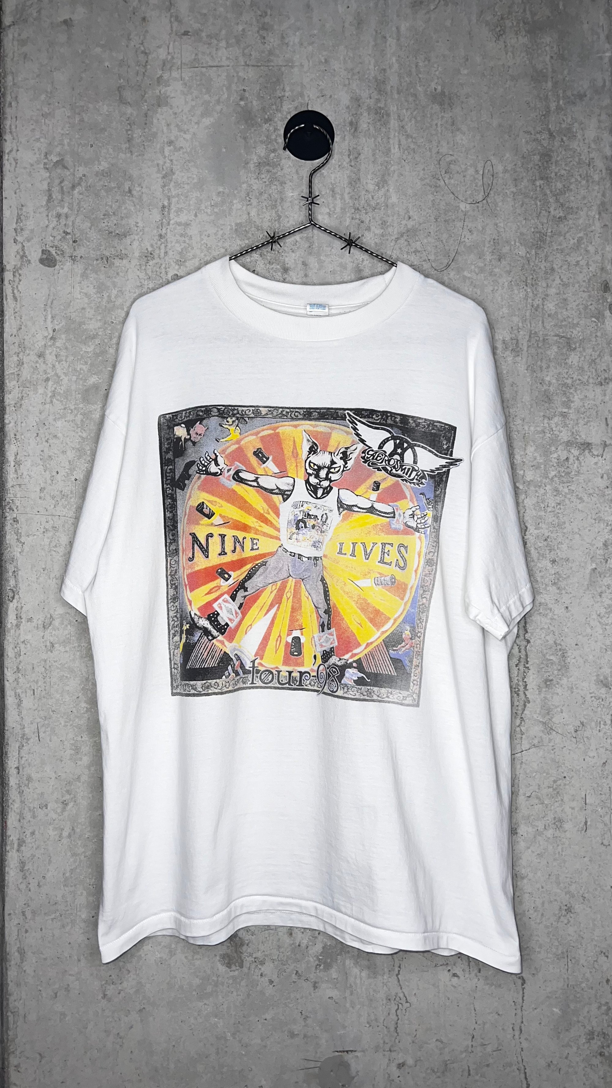 AEROSMITH NINE LIVES TOUR TEE 98’ | WHEEL OF DEATH CAT