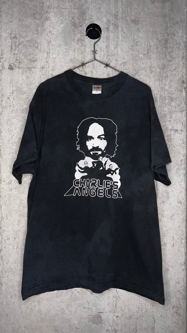 CHARLES MANSON CHARLIES ANGELS TEE | PROPHET BACK HIT | SERIAL KILLER PARODY