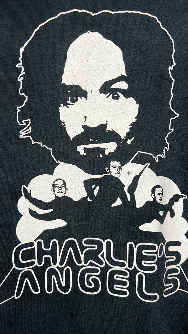 CHARLES MANSON CHARLIES ANGELS TEE | PROPHET BACK HIT | SERIAL KILLER PARODY