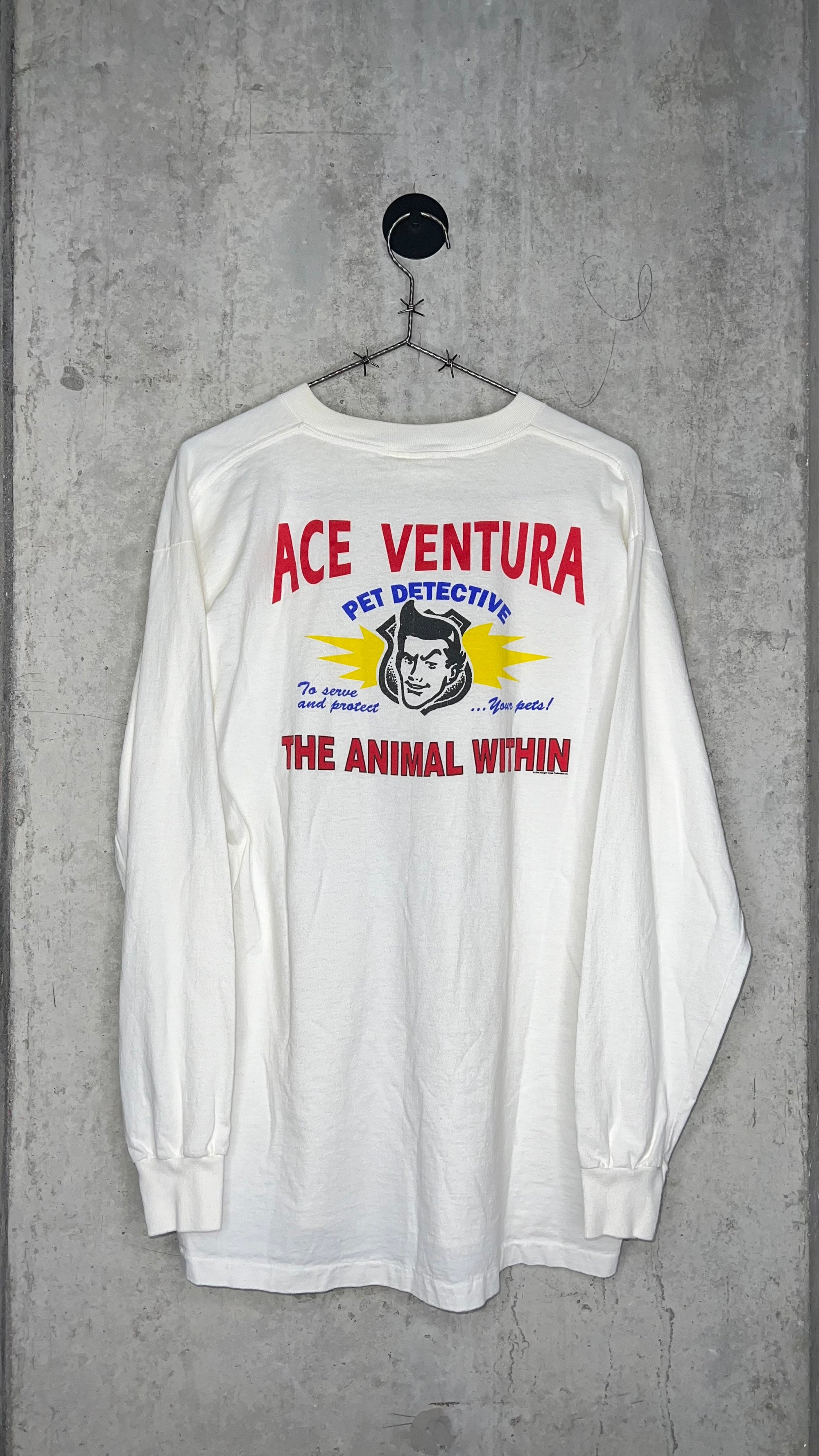 ACE VENTURA PET DETECTIVE MULLET HIT WHITE LONG SLEEVE